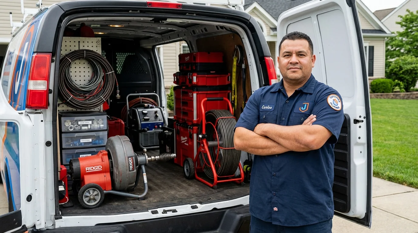 Professional drain cleaning equipment and Johns Plumbing LLC plumber in Briarcliff Manor
