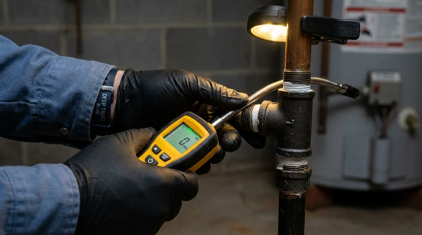 Gas leak detection with electronic sniffer by Johns Plumbing LLC in Briarcliff Manor